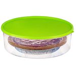 Zilpoo Plastic Pie Carrier with Lid, 10.5”, Cupcake Container, Muffin, Cookies, Cake Holder, Round Freezer Storage Food Keeper with Cover, Green