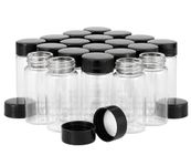 JIUWU 20ml (0.6 Oz) Clear Glass Vials 20pcs Set Lab Sample Bottles with Screwcap Travel Liquid Capacity Container