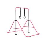 LN COZY CORNER Gymnastics Bar,Adjustable Horizontal Bar Gymnastics Training Kip Bar Gymnastics Equipment for Home Indoor outdoor (With Rings, Pink)