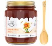 Farm Naturelle-Jungle Flower Wild Forest Honey | 100% Pure Honey |850g+150g Extra and a Wooden Spoon| Raw Natural Unprocessed Honey - Un-heated Honey | Lab Tested Honey In Glass Jar with Engraved Virgin Wooden Spoon