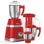 Maharaja Whiteline Ultramax Elite Mixer Grinder with 4 Jars, Long Lasting Performance with 800 Watt Motor | Vacuum Feet | Overload Heat Protector | 5 Year Motor Warranty (Red) Plastic