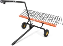 Garvee 60'' Tow Behind Lawn Dethatcher,24 Durable Spring Steel Tines Lawn Dethatcher, Tow Behind Steel Pine Straw Rake Designed to Lawn and Garden Tractors, Orange&Black