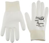 Superior Glove S13SXPU Superior Touch Dyneema String Knit Glove with Polyurethane Coated Palm, Work, Cut Resistant, 13 Gauge Thickness, Size 9, White (Pack of 1 Pair)