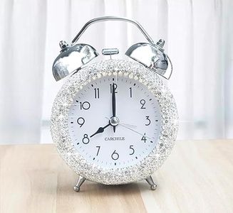 CARCHILE Bling Rhinestone Alarm Clock Morning Call for Bedroom Houser Desktop Home and Office Decorative