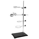 Wisamic Chemistry Laboratory Stand Set, with 2 Retort Rings (Dia. 2.2/2.6 inch), Flask Clamp (Dia 1.77 inch), Lab Clamp Retort (Dia 3.15 inch), and 2 Boss Head, Support Stand, Rod