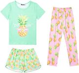 Girls Pajamas Sleepwear Set Cotton Short Pjs Clothes Night Shirts Pant 8 9