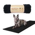 My Doggy Place Microfiber Dog Mat for Muddy Paws, 8' x 2' Black - Non-Slip, Absorbent and Quick-Drying Dog Paw Cleaning Mat, Washer and Dryer Safe - Hallway Runner