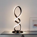 MAYNA LED Table Lamp, Spiral Black Lamp, Modern Table Light, Curved Beside Lamp, Desk Lamp, Stepless Brightness Dimmable lamp for Living Room Bedroom Office Home Study Room, 3000K