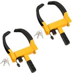 DASBET Wheel Lock 2 Pack Anti-Theft Wheel Clamp for Cars Caravans Trailers Heavy Duty Car Clamp with 3 Keys Adjustable Security Tire Lock Fits 7-11" Width Tyres (Black)