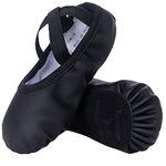 Girls Ballet Shoes Leather Dance Shoes Leather Split Sole Dance Slippers for Girls Toddlers Women Black