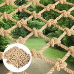 Bakeling Hemp Rope Net, Child Safety Rope Netting, Balcony Stairs Fence Garden Playground Protection Net Indoor & Outdoor Decor Rope Net-2㎡（3.3FT*6.5FT）, （10MM/0.39IN Diameter, （10CM/3.93IN） Mesh