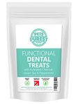 Pets Purest Dog, Cat & Puppy Dental Treats - Natural Plaque Off, Tartar, Teeth Cleaning & Healthy Gum Oral Hygiene Breath Freshener Chews - Hypoallergenic Activated Charcoal & Peppermint Food Bites