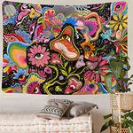 Simpkeely Aesthetic Tapestry Mushroom Tapestry Wall Hanging Floral Tapestry Colorful Hippie Tapestries for Bedroom - 130cm x 150cm