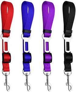 KUUQA 4 Pack Pet Dog Cat Seat Belt, Adjustable Safety Leads Vehicle Car Harness Seat Tether, Nylon Fabric-Red,Blue, Black, Purple