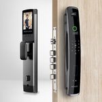 Denler F2 Smart Lock, Digital Door Lock, Face ID, LCD Display Camera, Wi-Fi Unlock from Remote Location Using App, Fingerprint, RFID Card, PIN, Manual Key 3 Years Warranty