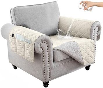 ZXMSTAR Waterproof Sofa Covers for Dogs Pets with Non Slip Backing Couch Seat Covers with Side Pocker for 1 Cushion Couch Washable Dog Couch Cover Protector (Ivory White, 1-Seater)
