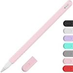 YINVA Sleeve Cover Compatible with Apple Pencil 2nd Generation, Grip Case Accessories Compatible with Apple Pen 2 Gen with Nib Cap (Pink)