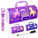 FunBlast Kids Pen & Pencil Box Suitcase Style Password Lock Pencil Case, Multi-Layer Pencil Box For Boys, Girls, Unicorn Pencil Box With 10 In 1 (Random Color-B, Polypropylene, Multicolor)