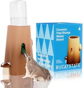 BUCATSTATE Hamster Water Bottle with Holder Ceramic, 120ml Rat Water Bottle Stand for Glass Tank - No Drip, Chew Proof for Gerbil, Hedgehog, Dwarf Hamster, Small Pets