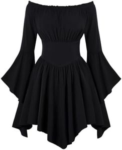 Renaissance Costume Women Pirate Off Shoulder Corset Dress Black M