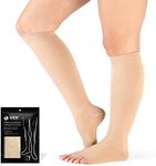 VARCOH Compression Socks for Women,Compression socks Men (S-4XL) Wide Plus Size Compression Socks 20-30 mmHg Knee High Open Toe, Best for Improve Varicose Veins,Leg Blood Circulation (M,Beige)