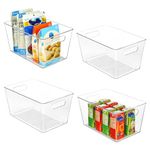 Vtopmart Clear bins for fridge and kitchen, 4 PCS Food Storage with Handle for Refrigerator, Fridge, Cabinet, Kitchen, Countertops, Cupboard, Pantry Organizers and Storage Containers, BPA Free, Large