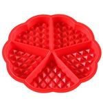 Selecto Bake Silicone Waffles Mould and Pancakes Mould - Non-Stick Mini Heart Muffin Mould - Good for Slimming World Waffles and Breakfast Recipe, Red