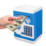 Adsoner Piggy Bank, Electronic ATM Password Cash Coin Can Auto Scroll Paper Money Saving Box Gift for Kids (Blue)