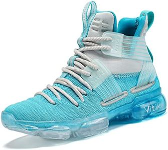 JMFCHI Boys Basketball Shoes Kids Sneakers High-top Sports Shoes Durable Lace-up Non-Slip Running Shoes Secure for Little Kids Big Kids and Girls Size 4 Light Blue