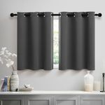 Camper Curtains for Travel Trailers 36 Inches Long Charcoal Dark Grey Grommet Cafe Tier Short Curtains Room Darkening Curtains for Small Window Kitchen Bedroom Loft Width 34 by 36 Inch Length 1 Pair