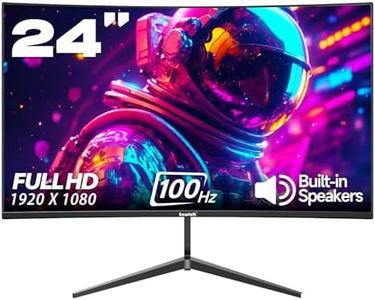 Gawfolk 24 inch 100Hz Monitor Curved Computer Monitor Built-in Speakers FHD(1920×1080p) Gaming Monitors ，HDMI+VGA， Tilt Adjustable