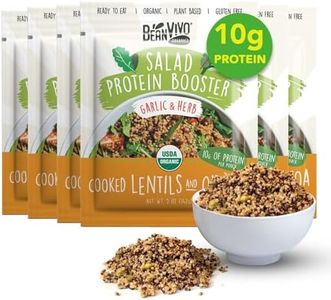 BeanVIVO 6-Pack Salad Protein Booster - Organic cooked Lentils & Quinoa with Garlic & Herbs, delivering a burst of taste and 10g of protein-packed goodness in every pouch 5oz