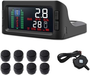 B-Qtech Tire Pressure Monitoring System Solar TPMS with 8 Sensors & Signal Booster for RV Trailer Trucks, 3.3inch Large Screen, 0-13.7Bar/199Psi, 7 Alert Modes Max Support 36 Sensors