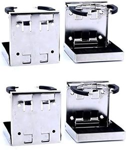 Amarine-made 4pcs Stainless Steel Adjustable Folding Drink Holders Marine/Boat/Caravan/car