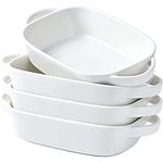 Bruntmor Set Of 4 Porcelain 7"x5" Baking Dish Oven Safe Roasting Lasagna Pan Small Casserole Bakeware with Handle Rectangular Dish, 20 Oz. White