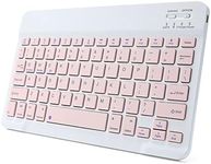 Ultra-Slim Rechargeable Bluetooth Keyboard Portable Compact Wireless Keyboard for Android Windows Samsung Galaxy Tab Tablet Smartphone Cell Phone iOS iPhone iPad, iPad Pro, iPad Air, iPad Mini (Pink)