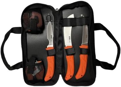 AccuSharp Game Processing Kit, 6 Piece Processing Set with 3 Knives, Knife Sharpener, LED Head Lamp & Carrying Case, Non-Slip Grip Complete Hunting Knife Kit