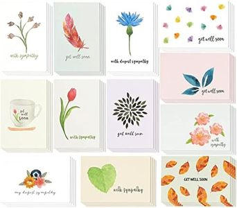 Best Paper Greetings 48-Pack of Bulk Sympathy & Get Well Cards Assortment Box with Envelopes w/12 Floral Designs, Blank on the Inside for Family, Friends, Coworkers (4x6 Inches) - Get Well Soon Cards