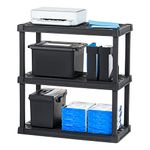 IRIS USA 3-Tier Heavy Duty Plastic Shelving Unit, 97cm Tall - 45 kg per Shelf, Modular Garage Rack Storage Organizer for Home, Basement, Laundry & Utility Room, 45 D x 91 W x 97 H(cm) - Black