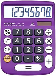 CATIGA Desktop Calculator 8 Digit with Solar Power and Easy to Read LCD Display, Big Buttons, for Home, Office, School, Class and Business, 4 Function Small Basic Calculators for Desk, CD-8185