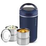 Jaypee Plus Hottline 4-320X4 ml Stainless Steel Electric Lunch Box for Men & Women|Shockproof Design|BPA Free|Reheat Food in 30 Minutes| Convenience case for Power Cord|Inbuilt Thermostat,Dark Blue
