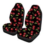 Jiueut Cute Red Cherry Print Car Seat Covers for Women Girls,Bell Design Front Bucket Seats Protector Universal Fits Car, Truck, SUV, Van, 2Pcs