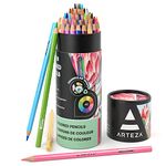 ARTEZA Colored Pencils with Color Names, Soft Core, Triangular shaped, Pre sharpened (Pack of 48)