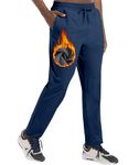 Boyzn Men's Winter Fleece Ski Pants with Zipper Pockets Warm Sweatpants Sun Protection Pants Navy-XL