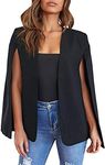 Flybony Cape Sleeve Blazer Jackets for Women Elegant Casual Cape Coat, Black, Large