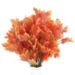 Cymax 6 Bunches Fall Artificial Maple Leaves Thanksgiving Autumn Leaf Fake Plants Leave Stems for Wedding Party Table Deco Autumn Ornaments Thanksgiving Halloween Christmas Celebration