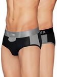 XYXX Men's Modal Regular Solid Briefs (Pack of 2) (XYBRF2PCKN283 Black & Steel Grey_L)