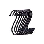 Yesmin 10 Pack in S Shaped Hooks Hanging Hooks Hangers for Bathroom, Bedroom, Office and Kitchen(Black & Small)