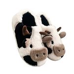 NIBESSER Cow Slippers for Women Fuzzy Plush Comfy Slippers Winter Warm Cozy Animal House Sliders Thick Sole Soft Pillow Slippers Novelty Shoes Indoor Outdoor