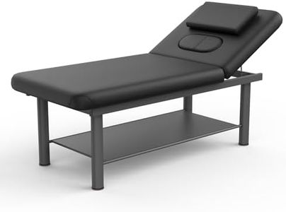 pouseayar Heavy Duty Professional Stationary Massage Bed - Wide Massage Table with Backrest for Treatment Massage Therapy Facial Bed, Metal Frame PU Leather